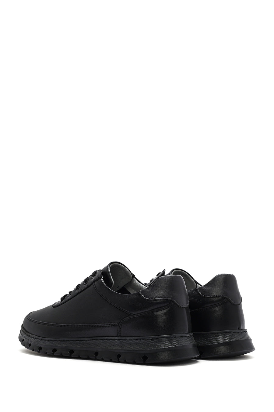 Men's Black Lace-up Leather Sneaker