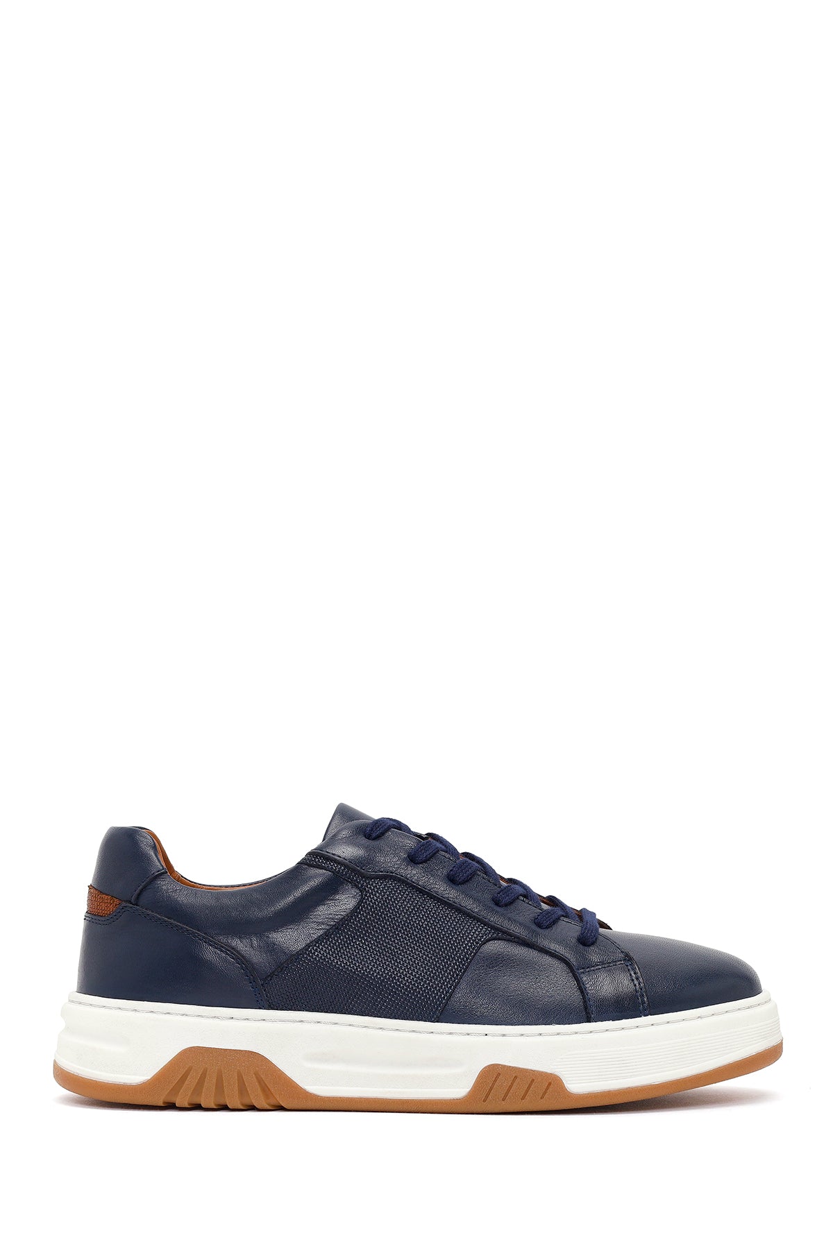 Erkek Lacivert Kalın Tabanlı Bağcıklı Deri Sneaker 26SFD688218 | Derimod