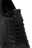 Erkek Siyah Bağcıklı Kalın Tabanlı Deri Sneaker | Derimod