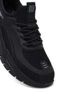 Derimod Zero Men's Black Lace-Up Thick Soled Fabric Sneaker | Derimod