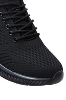 Derimod Zero Men's Black Lace-Up Thick Soled Fabric Sneaker | Derimod