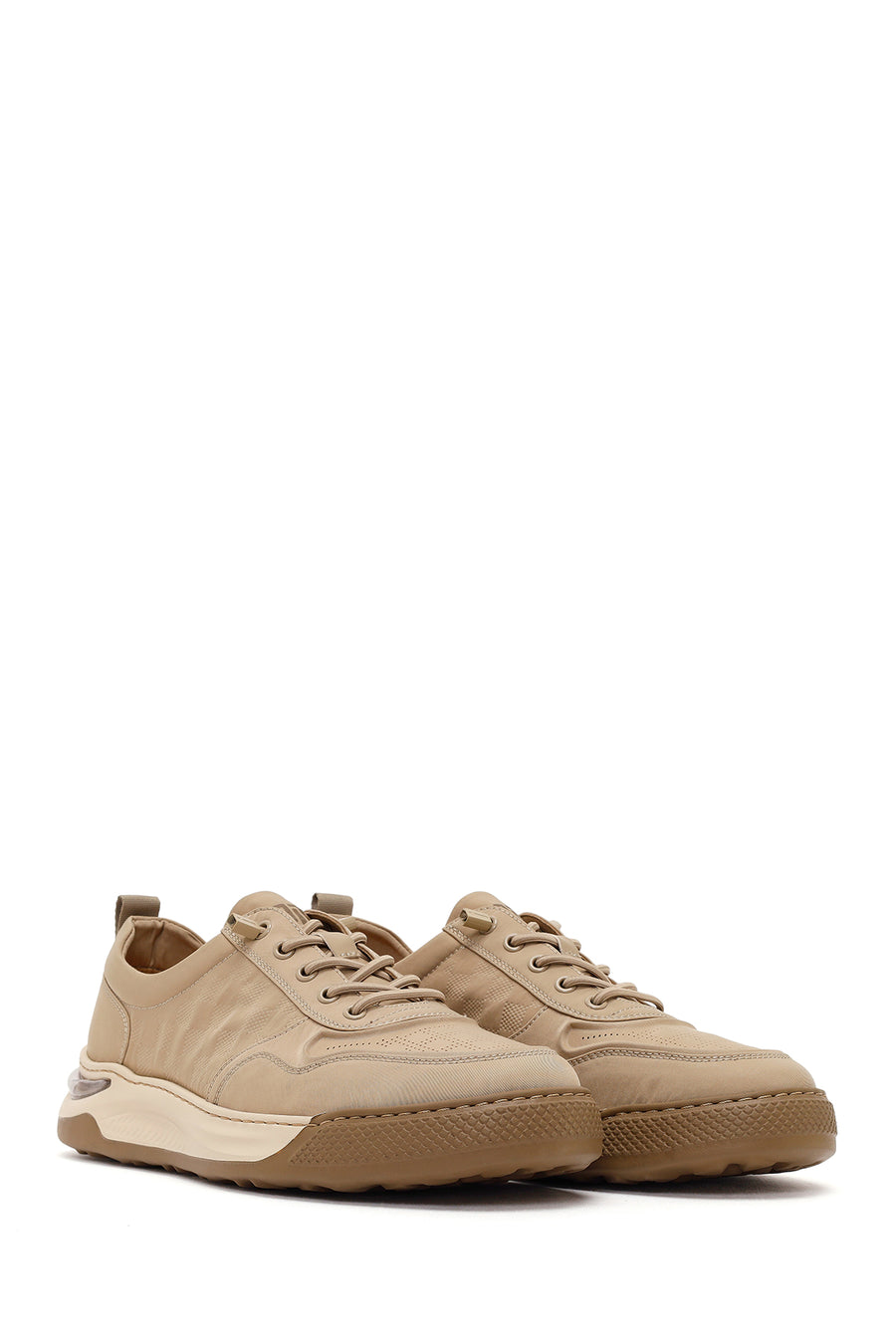 Derimod Zero Male Beige Lace-Up Thick-Soled Fabric Sneakers