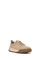 Derimod Zero Male Beige Lace-Up Thick-Soled Fabric Sneakers | Derimod