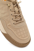 Derimod Zero Male Beige Lace-Up Thick-Soled Fabric Sneakers | Derimod