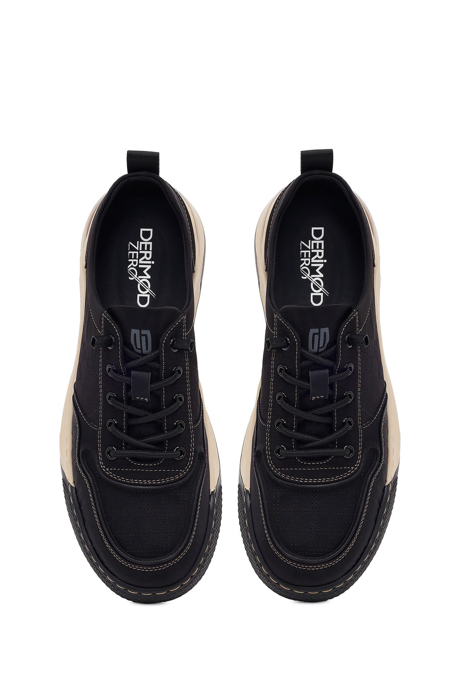 Derimod Zero Erkek Siyah Bağcıklı Kalın Tabanlı Kumaş Sneaker