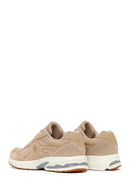 Erkek Bej Bağcıklı Kalın Tabanlı Süet Deri Sneaker | Derimod