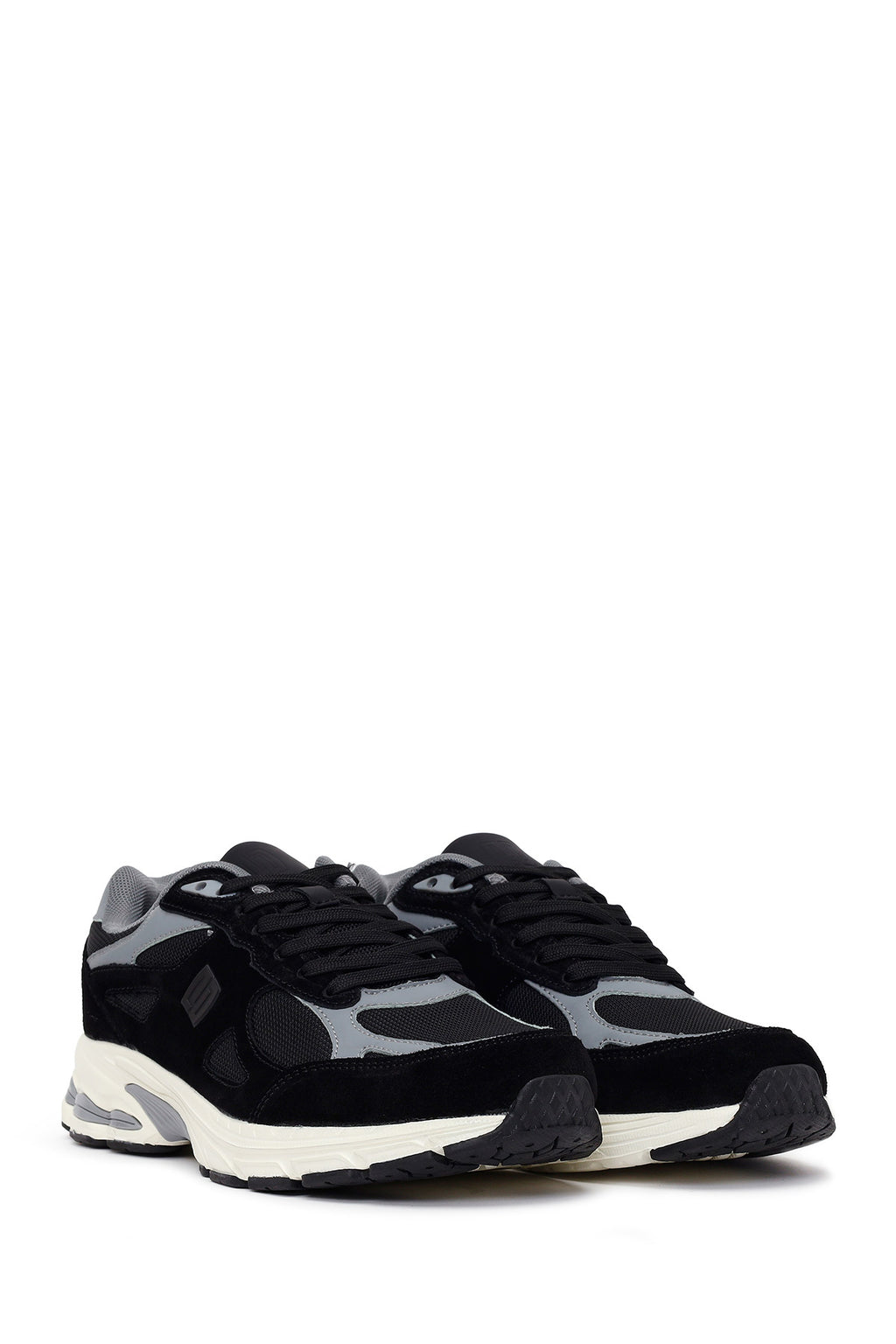 Erkek Siyah Bağcıklı Kalın Tabanlı Süet Deri Sneaker