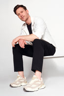 Men's Beige Lace-Up Thick-Sole Leather Sneaker | Derimod