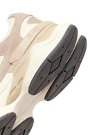 Men's Beige Lace-Up Thick-Sole Leather Sneaker | Derimod