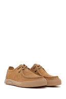 Male Beige Lace-Up Thick-Soled Suede Leather Casual Shoes | Derimod