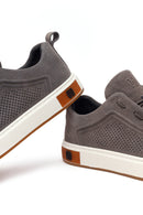 Erkek Gri Bağcıklı Süet Deri Sneaker | Derimod