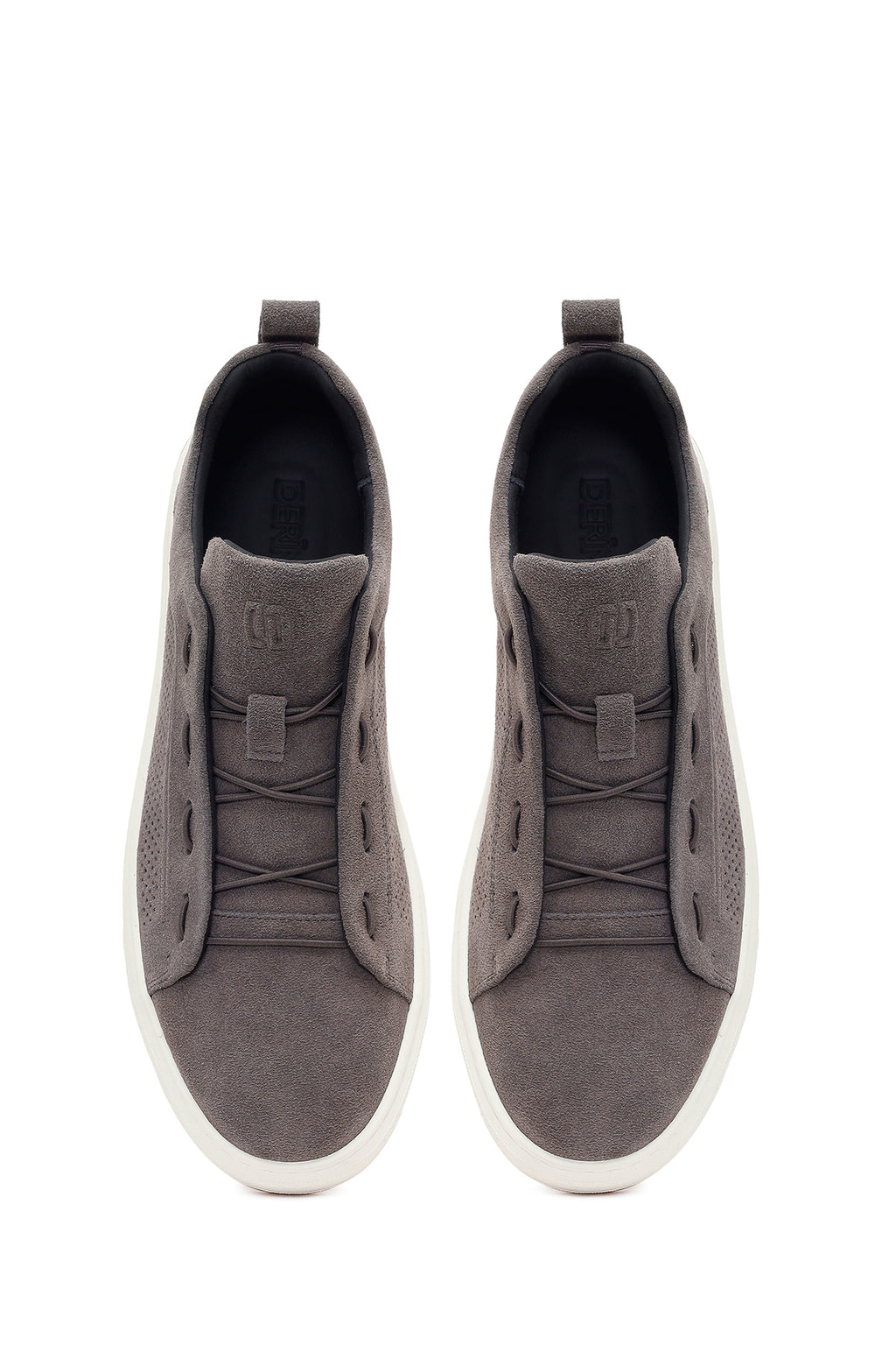 Erkek Gri Bağcıklı Süet Deri Sneaker