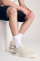 Erkek Beyaz Bağcıklı Deri Sneaker | Derimod