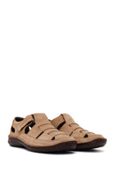 Male Beige Strap Nubuck Leather Sandal | Derimod