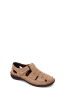 Male Beige Strap Nubuck Leather Sandal | Derimod