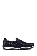 Male Navy Nubuck Leather Casual Shoes | Derimod