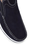 Male Navy Nubuck Leather Casual Shoes | Derimod