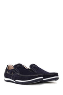 Male Navy Nubuck Leather Casual Shoes | Derimod