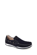 Male Navy Nubuck Leather Casual Shoes | Derimod
