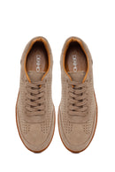 Erkek Bej Bağcıklı Süet Deri Sneaker | Derimod