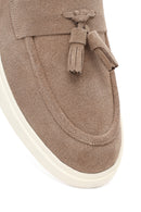 Men's Beige Tassel Suede Leather Loafer | Derimod