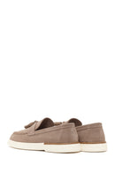 Men's Beige Tassel Suede Leather Loafer | Derimod