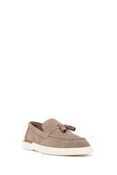 Men's Beige Tassel Suede Leather Loafer | Derimod