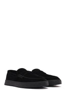 Men's Black Chunky Suede Leather Loafers | Derimod
