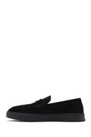 Men's Black Chunky Suede Leather Loafers | Derimod