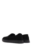 Men's Black Chunky Suede Leather Loafers | Derimod