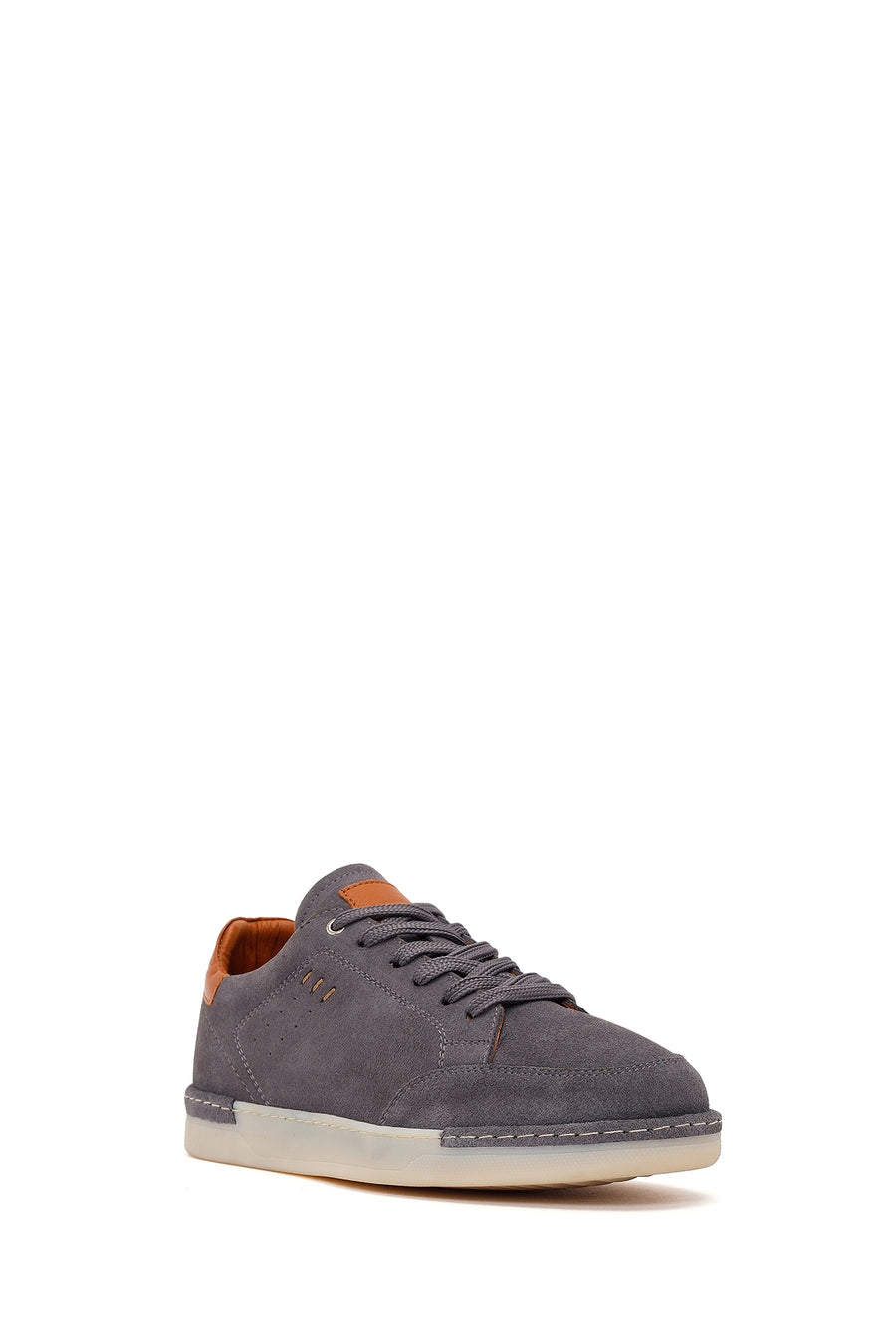 Erkek Gri Bağcıklı Süet Deri Sneaker