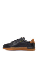 Erkek Siyah Bağcıklı Deri Sneaker | Derimod