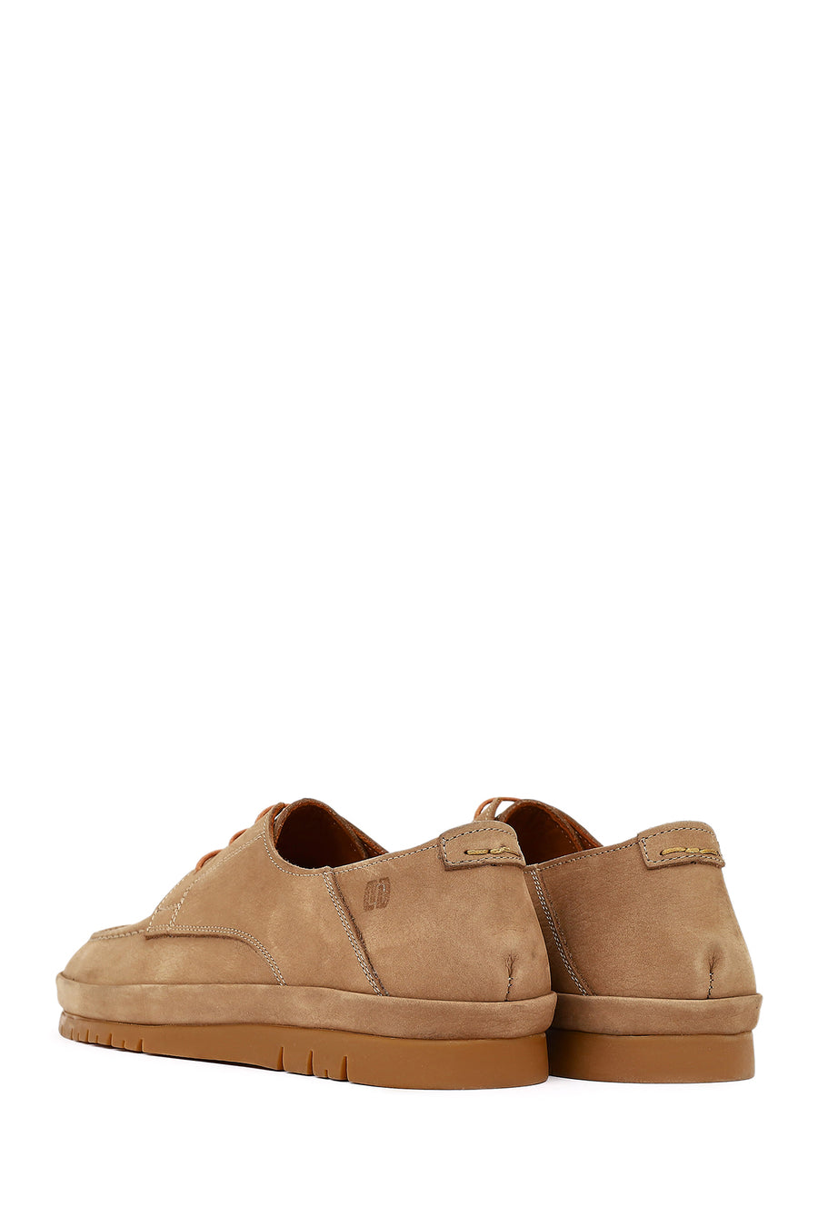 Men's Beige Lace-Up Nubuck Leather Casual Shoes