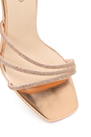 Women's Pink Ankle Strap Stone Thin Heel Sandals | Derimod