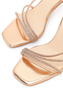 Women's Pink Ankle Strap Stone Thin Heel Sandals | Derimod