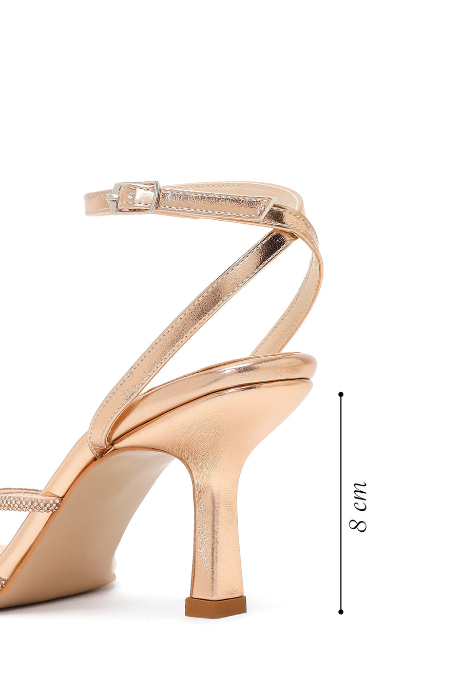 Women's Pink Ankle Strap Stone Thin Heel Sandals