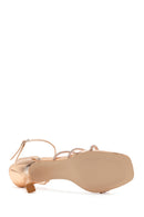 Women's Pink Ankle Strap Stone Thin Heel Sandals | Derimod