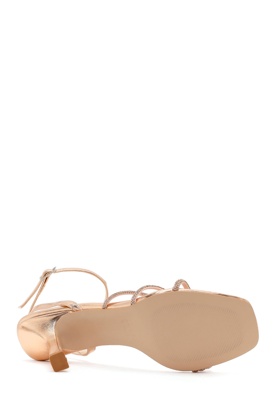 Women's Pink Ankle Strap Stone Thin Heel Sandals