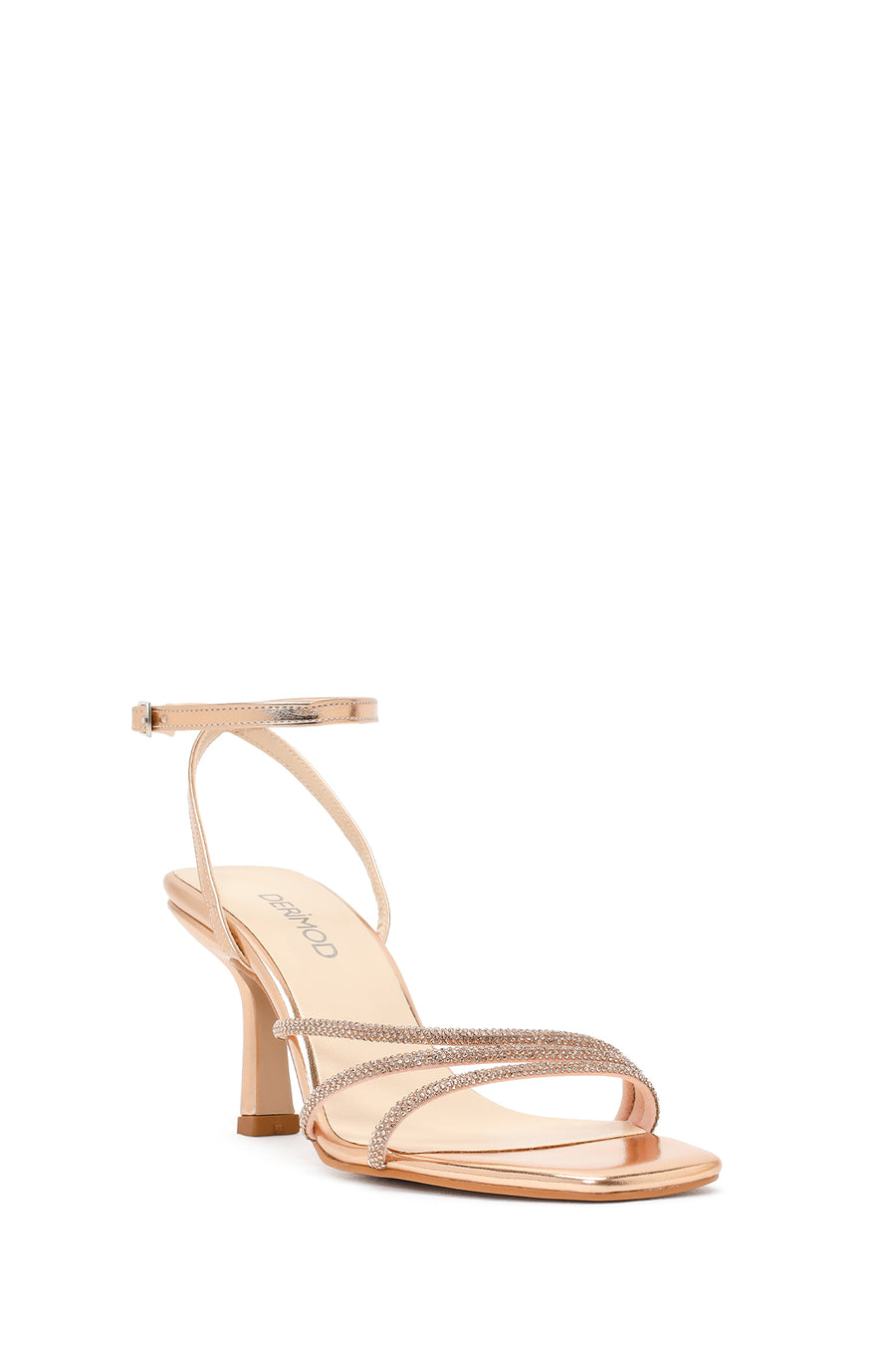 Women's Pink Ankle Strap Stone Thin Heel Sandals