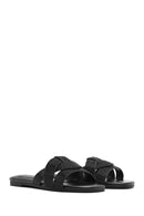 Women's Black Stone Slippers | Derimod