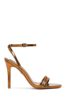 Woman Bronze Ankle-Strap Metallic High Stiletto-Heel Sandals | Derimod