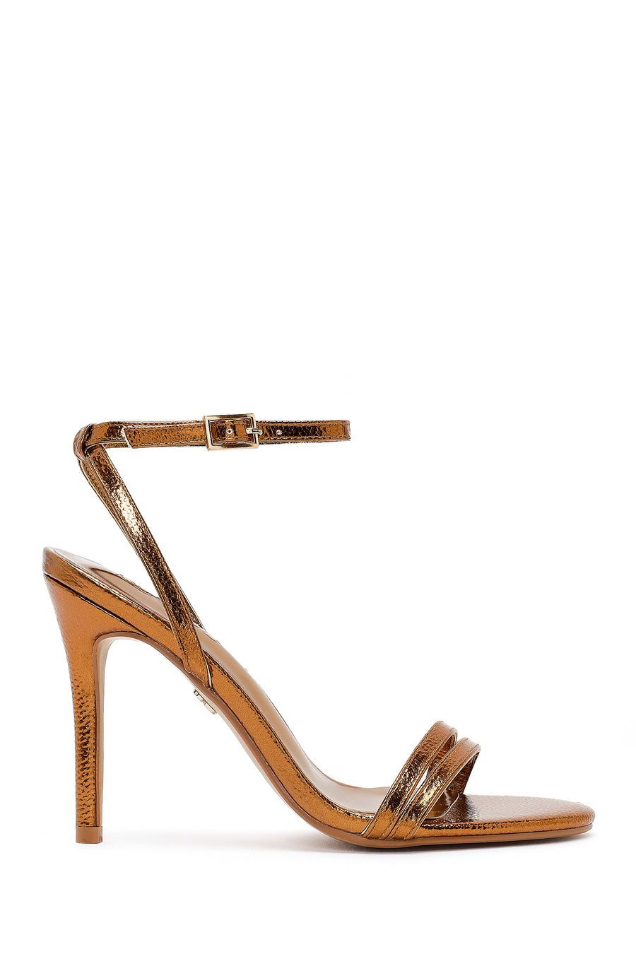 Woman Bronze Ankle-Strap Metallic High Stiletto-Heel Sandals 26SFE494332 | Derimod