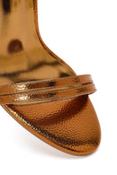 Woman Bronze Ankle-Strap Metallic High Stiletto-Heel Sandals | Derimod