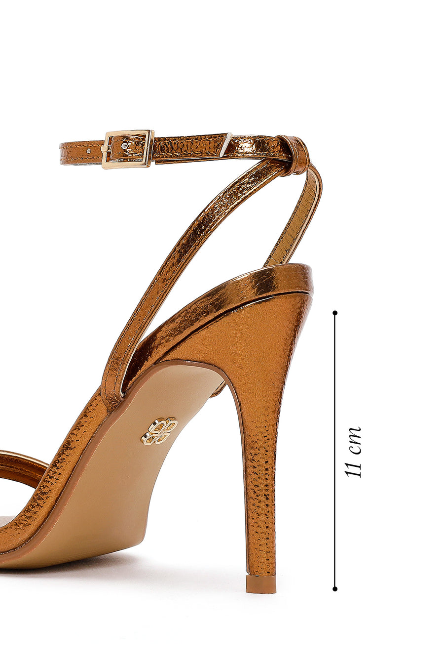 Woman Bronze Ankle-Strap Metallic High Stiletto-Heel Sandals