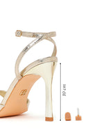 Woman Gold Ankle-Strap Buckled High Thin-Heel Metallic Sandal | Derimod