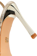 Woman Gold Ankle-Strap Buckled High Thin-Heel Metallic Sandal | Derimod
