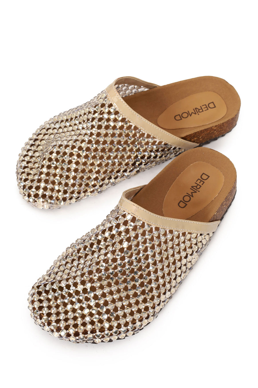Woman Gold Stone-Embellished Mule Slipper