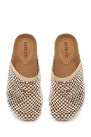 Woman Gold Stone-Embellished Mule Slipper | Derimod