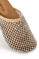 Woman Gold Stone-Embellished Mule Slipper | Derimod