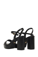 Woman Black Buckle Platform Chunky High-Heeled Sandals | Derimod